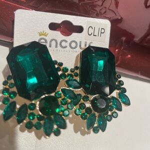 Lovely clustered gem earrings with easy clip-on back and cool shape
